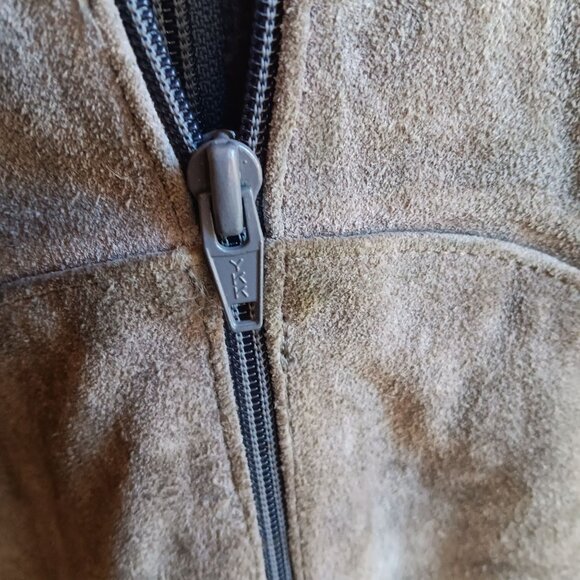 Women's Vintage Jacket Large Suede Knit Bomber Striped Grunge Learsi 1990's - Picture 6 of 10